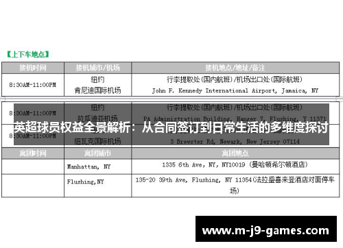英超球员权益全景解析：从合同签订到日常生活的多维度探讨